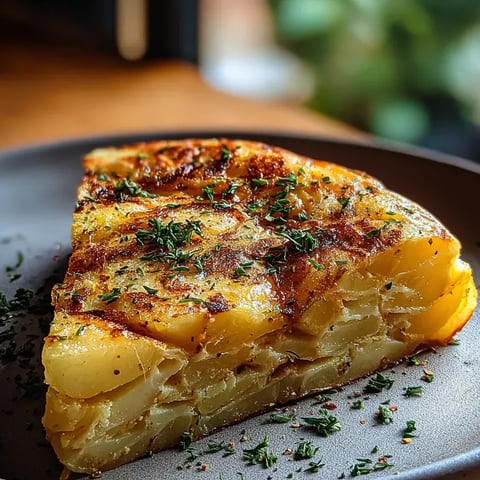 Un trozo de tortilla con hierbas frescas encima.