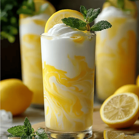 Un vaso de limonada con una rodaja de limón.