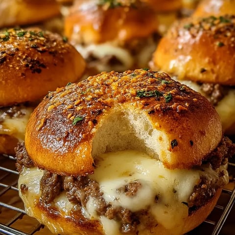 Acercamiento a un sándwich relleno con carne y queso.
