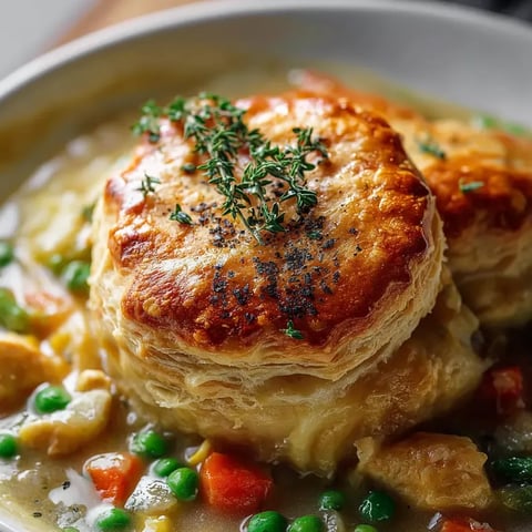 Un tazón con sopa y galleta encima.