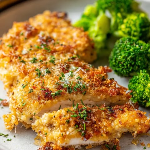 Un plato con pollo y brócoli.
