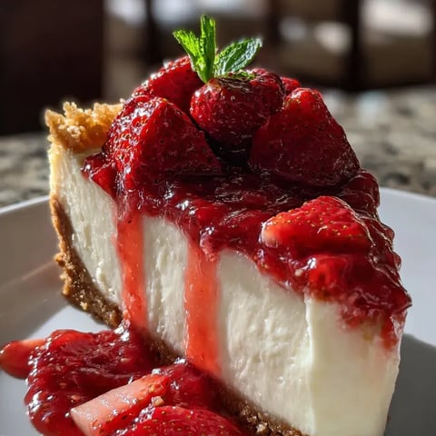 Un trozo de pastel con fresas arriba.