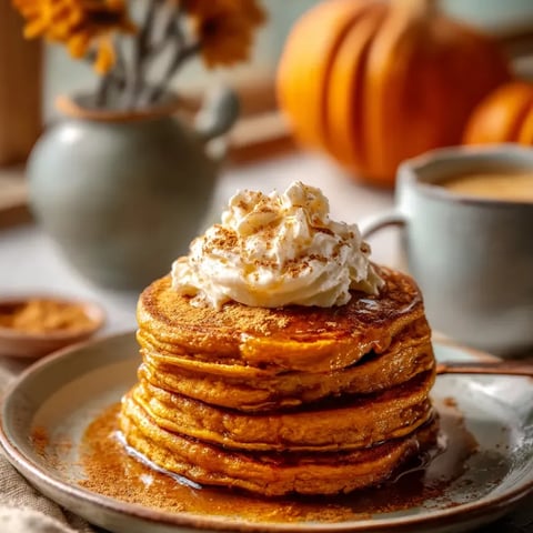 Un plato lleno de pancakes rematados con mantequilla y azúcar por encima.