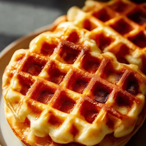 Dos waffeln doradas sobre un plato.