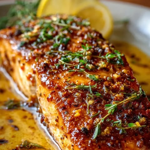 Un filete de lachs rodeado de ramitas de tomillo y perejil fresco.