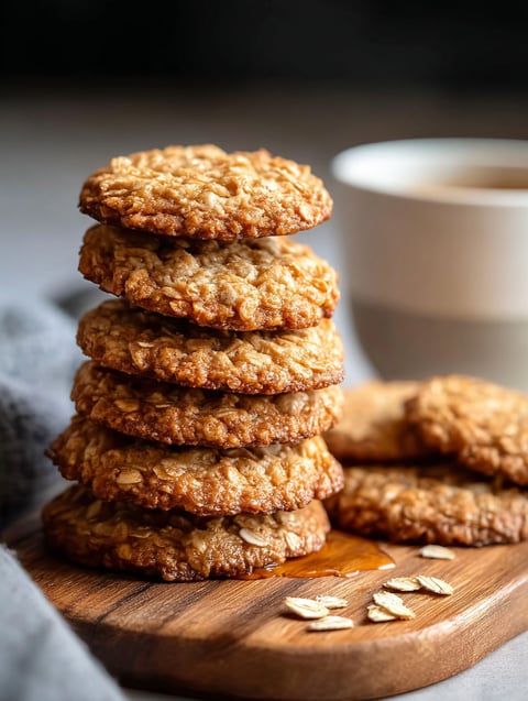 Una torre de galletas de avena con miel muy ricas.