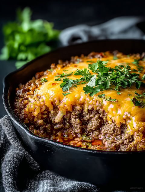 La foto muestra un guiso con queso fundido