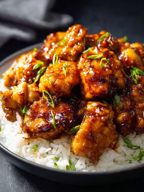 Plato con pollo y arroz.