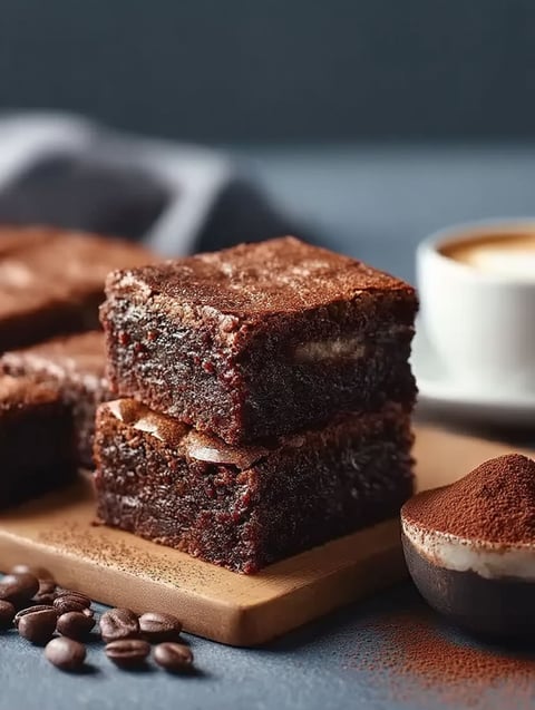 Un postre delicioso de pastel de chocolate con café.