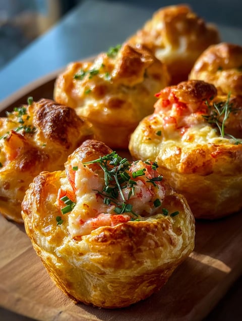 Plato delicioso con pastelitos de cangrejo y galletas de langosta al lado.